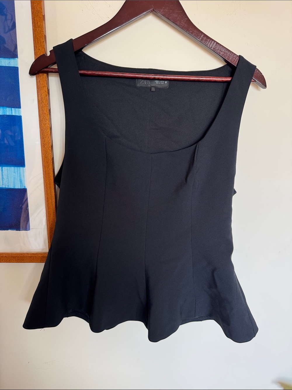 Zara Black Scoop-Neck Peplum Tank